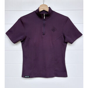 Arista Equestrian Riding Top Base Layer Short Sleeve Quarter Zip Size S Plum
